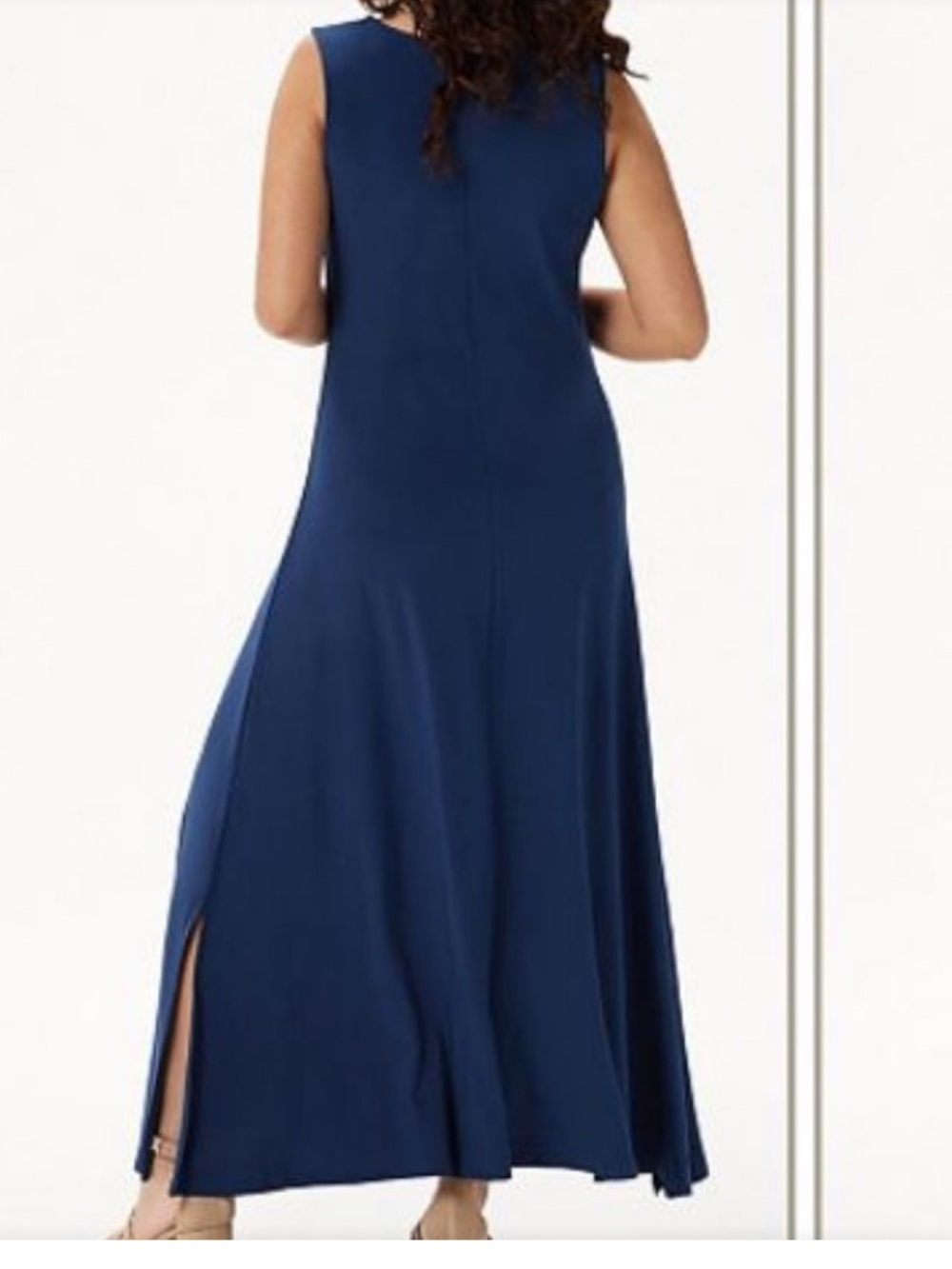 Attitudes by Renee Sleeveless Navy Blue Maxi Dress with Side Slit. Size 2XP